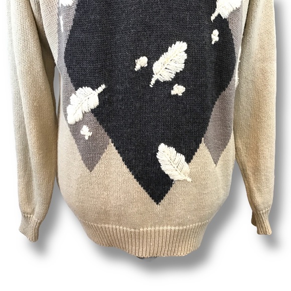 Vtg 90’s Aggio Wool Blend Warm Cozy Sweater Sz L Holiday Sweater Leaves - Picture 3 of 9